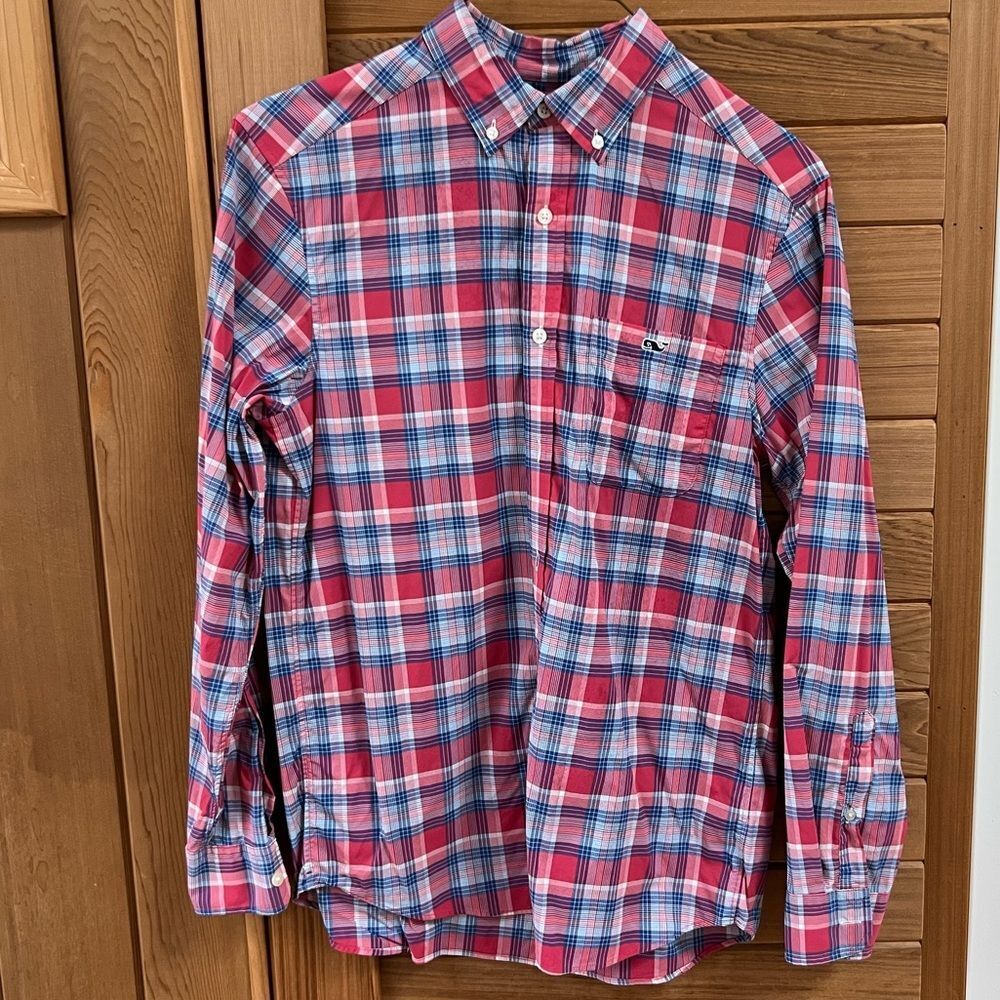 Vineyard Vines Plaid On-The-Go Nylon Ultra Light Button Down Shirt